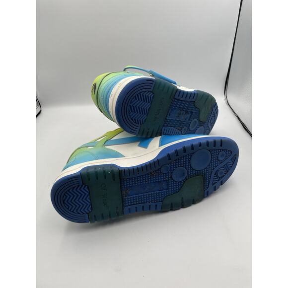 Off-White Out Of Office Men\'s Leather Sneakers Size 44 EU/11 US Blue White Green